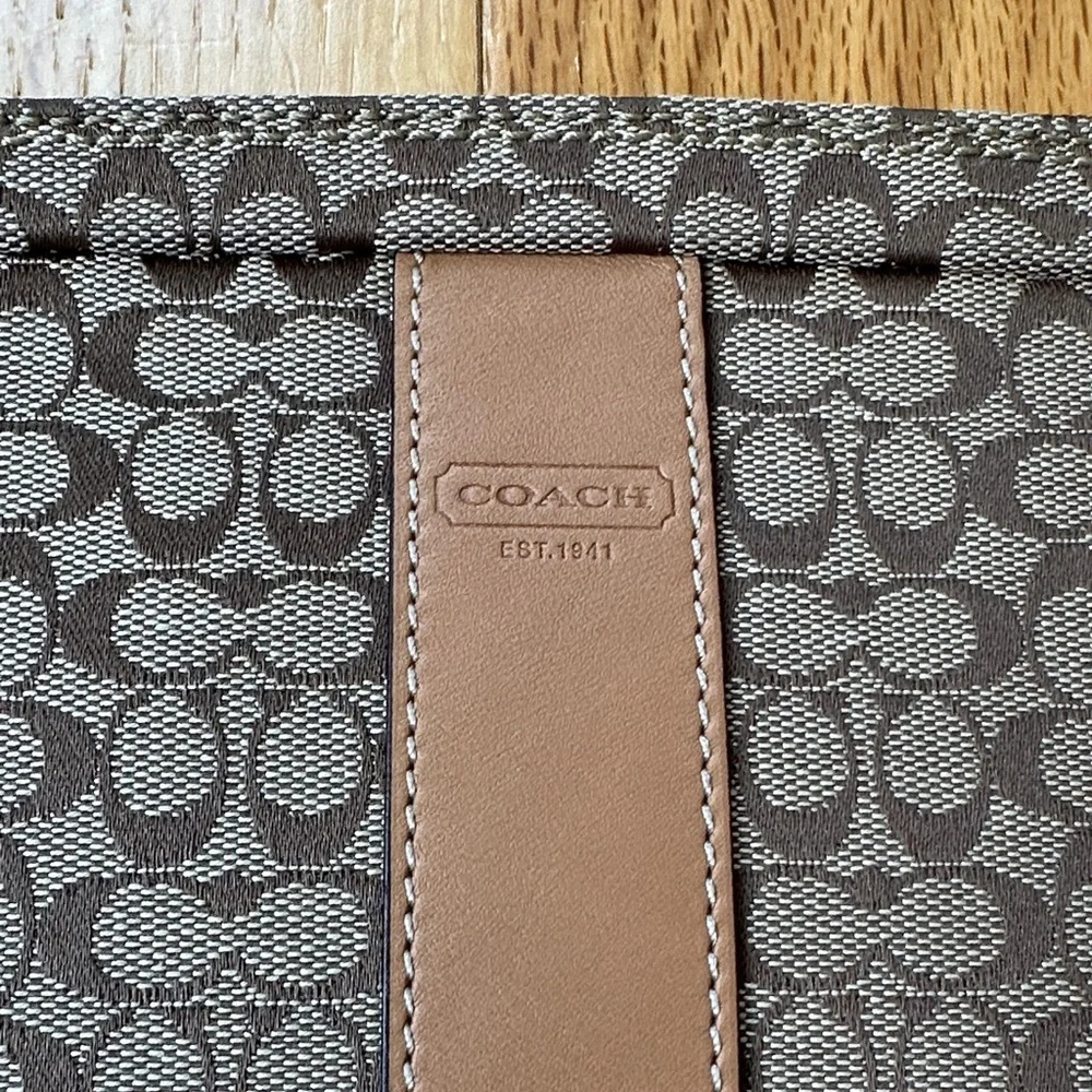 Coach Brown and Tan Signature Laptop Bag